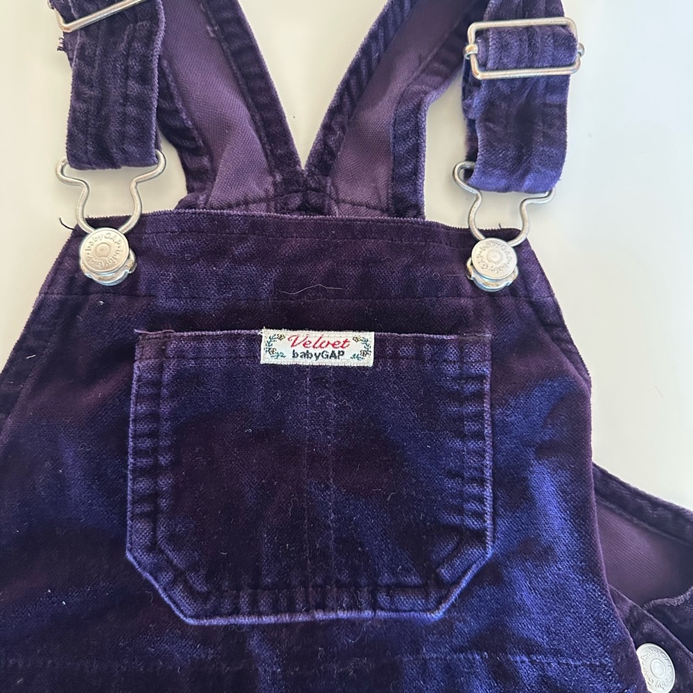 GAP Kids Vintage 90s Purple Velvet/ Velour Overalls